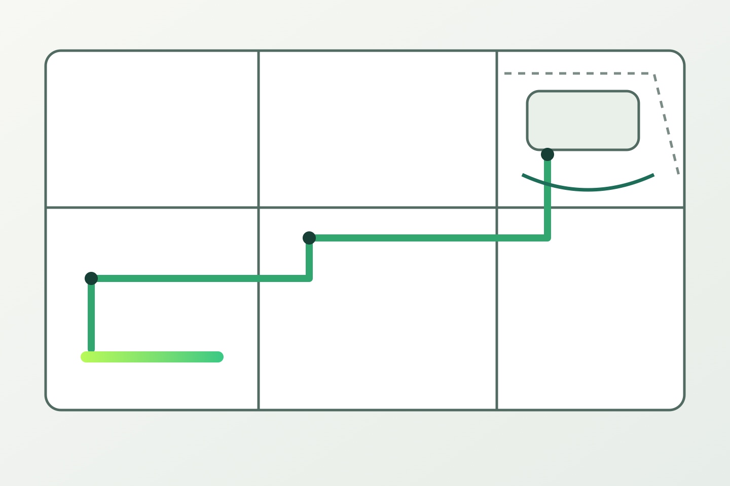 Cabinet layout concept with a concealed cable path leading to an accessible driver compartment