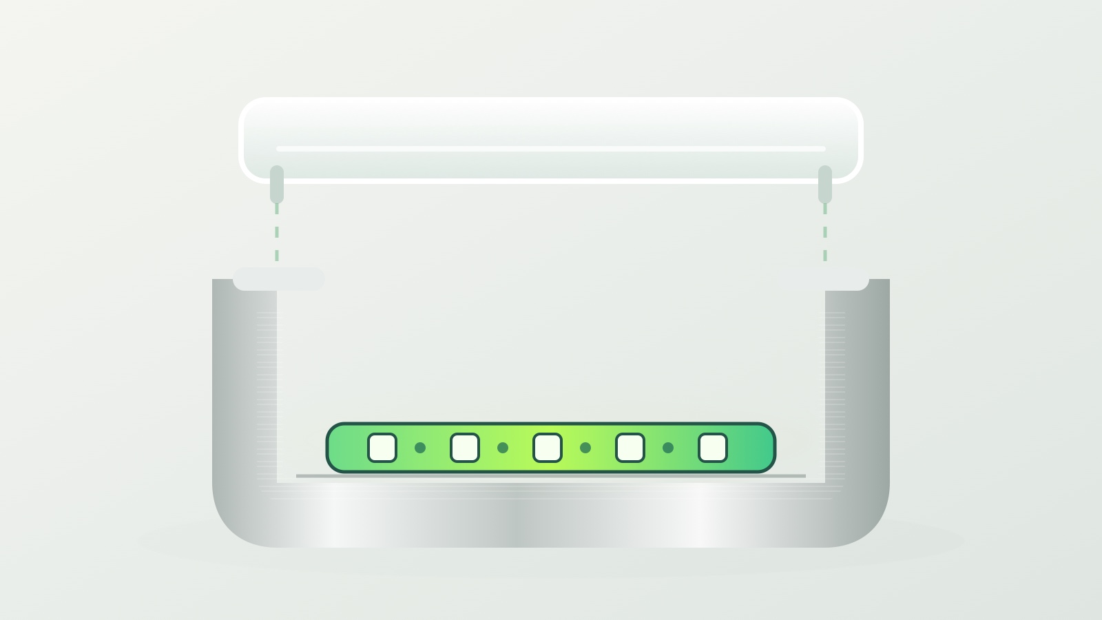Open U-shaped aluminum channel with an LED strip seated in its base and a separate diffuser above