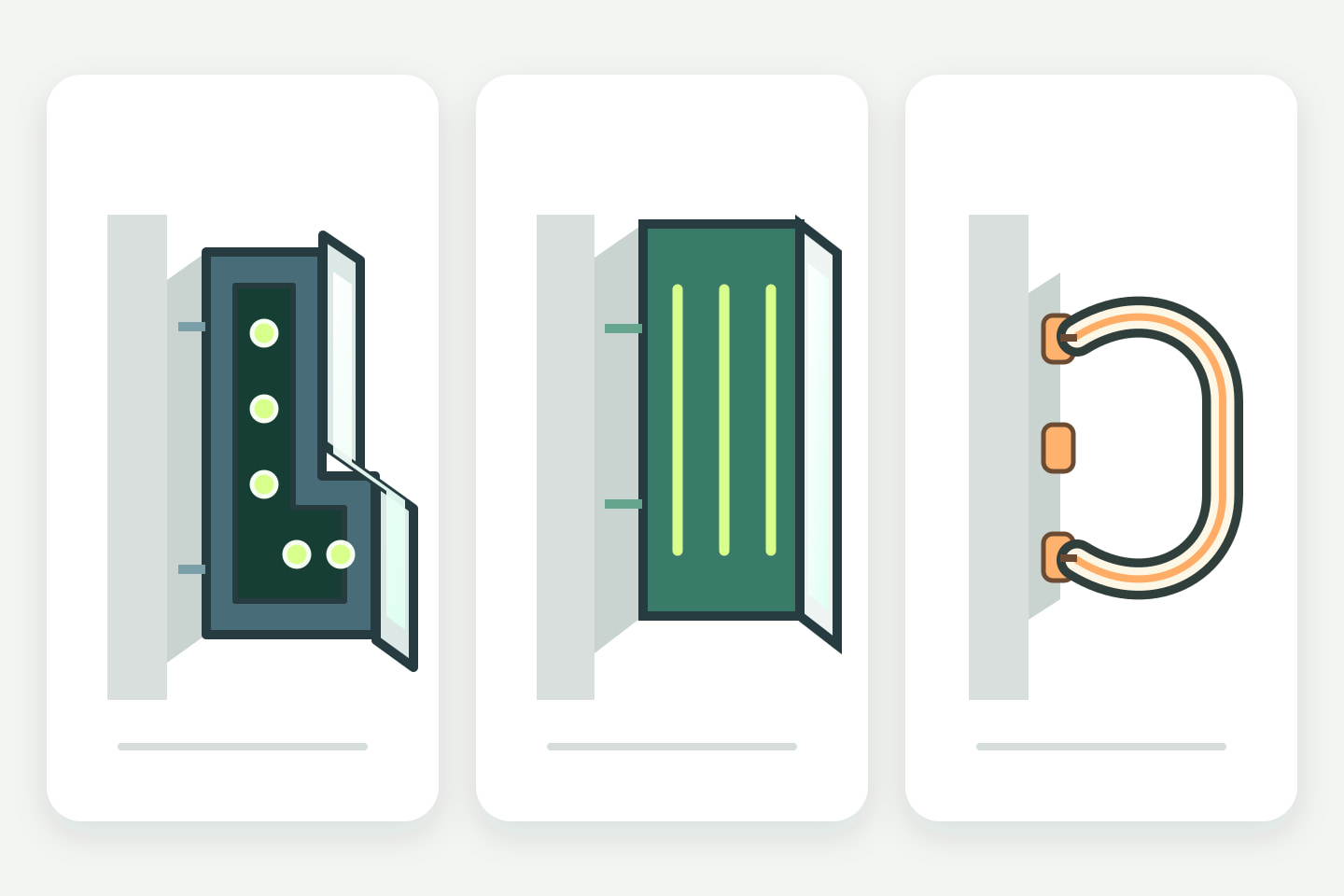 Three cross-section concepts for a channel letter, lightbox and illuminated outline