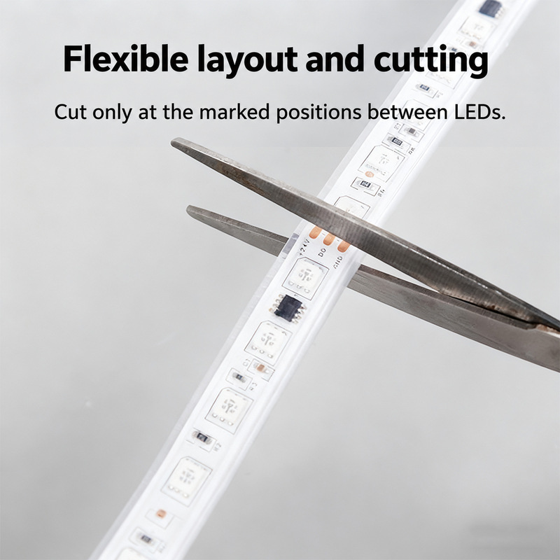 Scissors at a marked strip cutting point