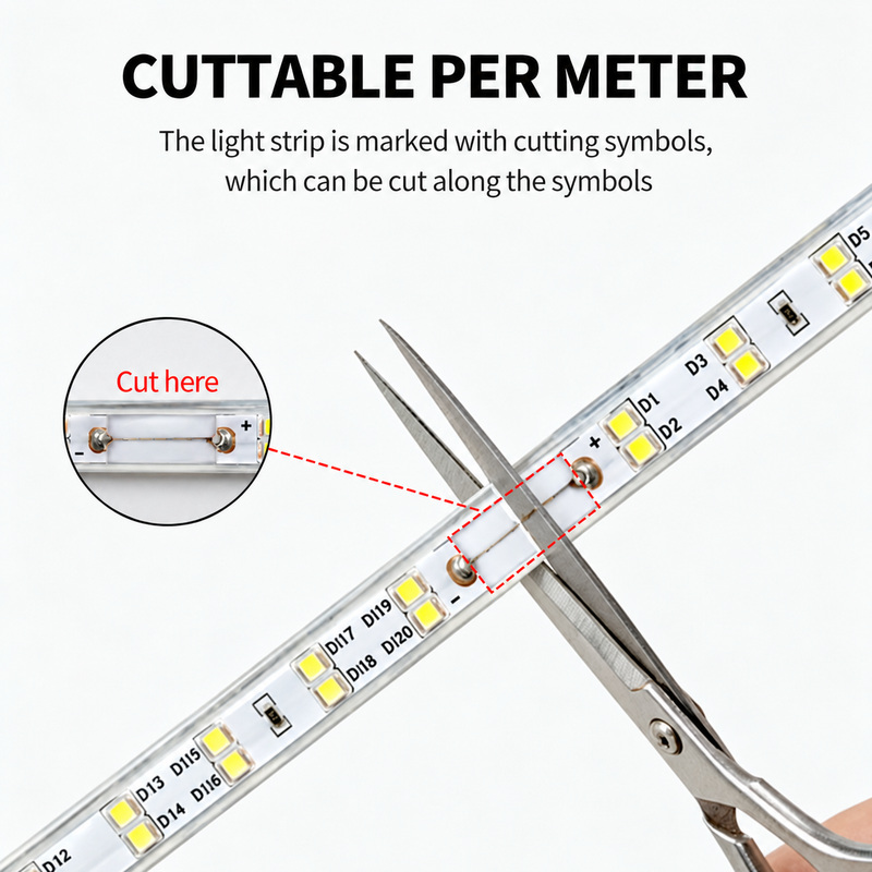 Marked one-meter cutting section and copper bridge