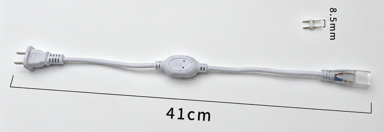 Two-pin connector lead with inline switch and 8.5 mm pin spacing