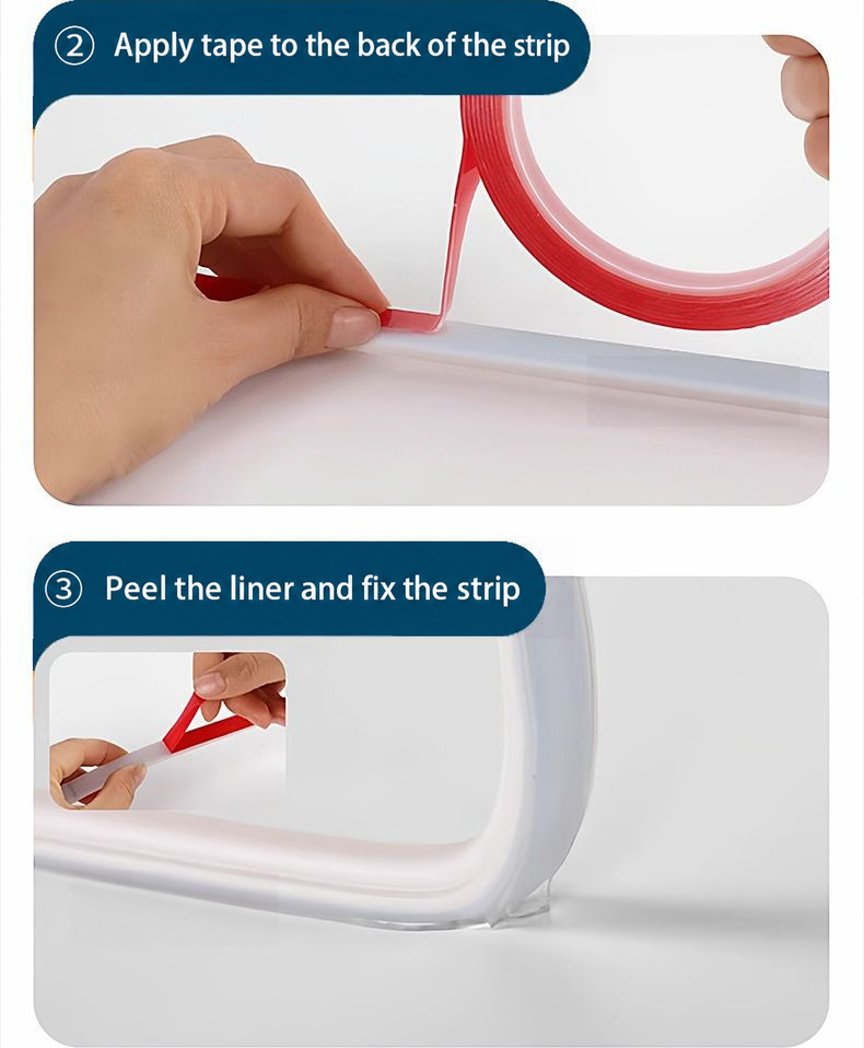 Applying mounting tape and peeling the backing liner
