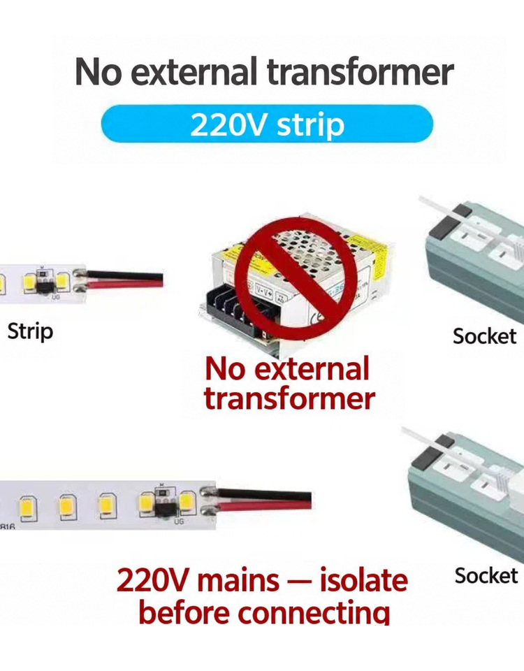 220V strip illustration without an external low-voltage transformer