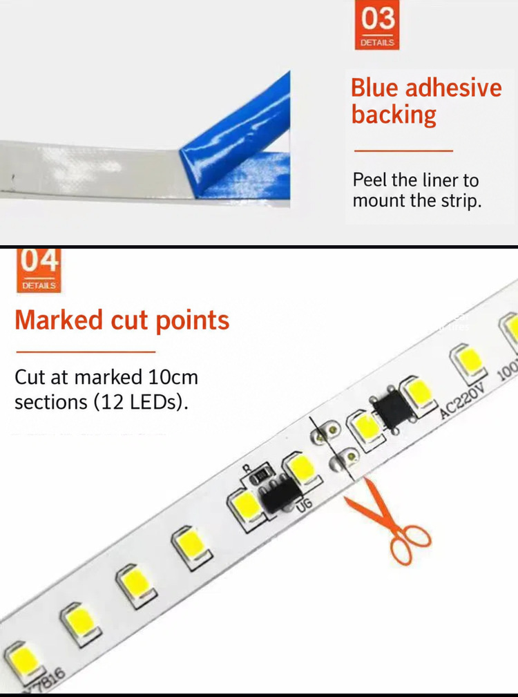 Blue adhesive liner and marked 10cm strip cutting section
