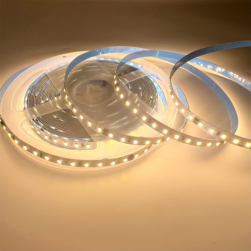 Warm-white LED strip reel and extended lit section