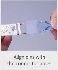 Pins aligned with the matching connector holes.