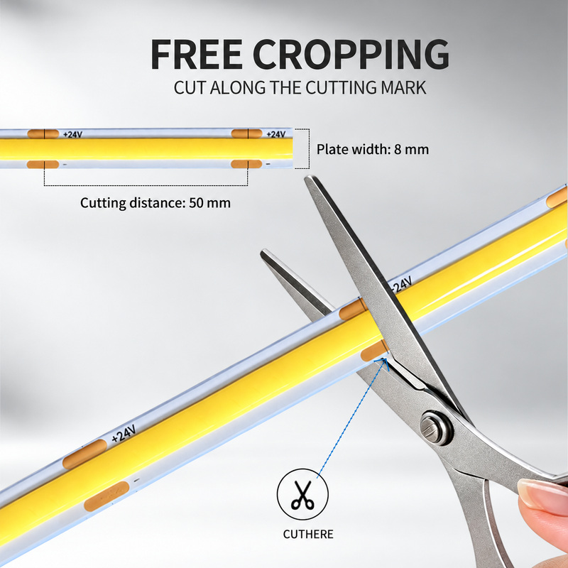 Eight-millimetre COB strip with fifty-millimetre cutting marks