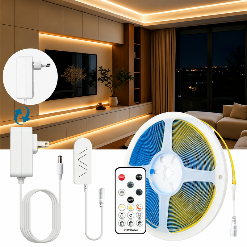 Warm-white COB kit with alternative mains plug versions