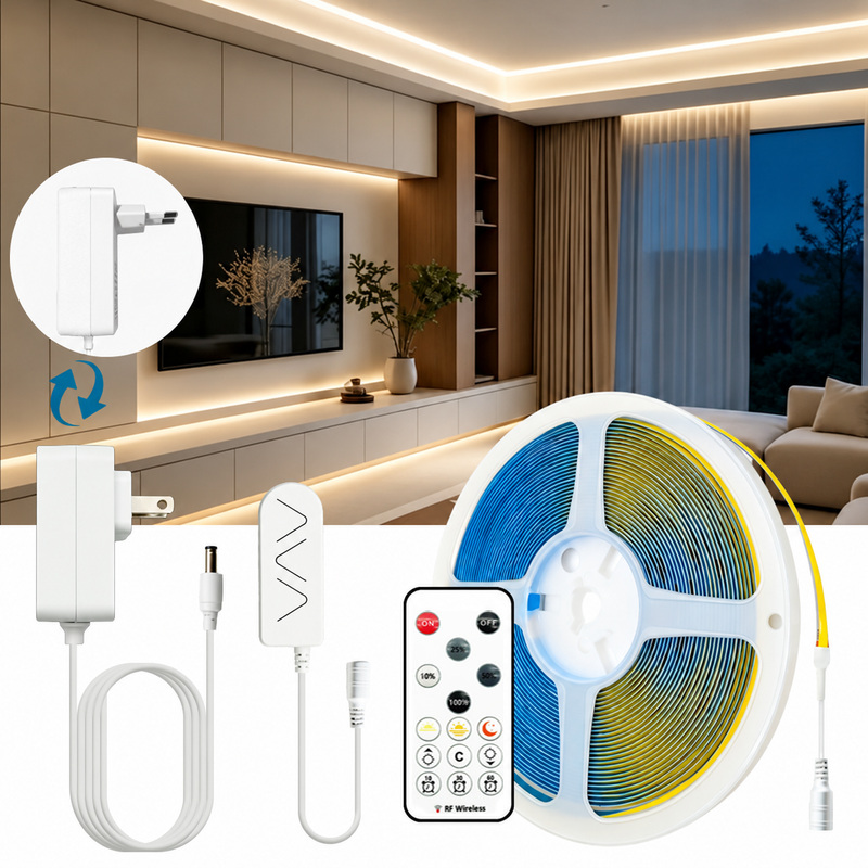 Neutral-white COB kit with alternative mains plug versions