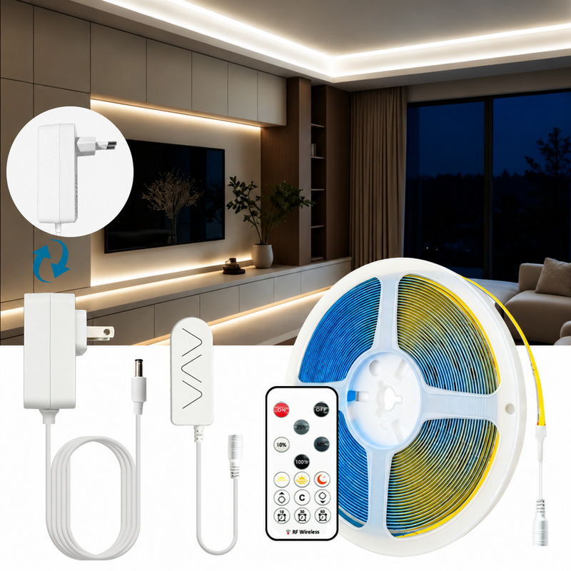 White-light COB kit with alternative mains plug versions