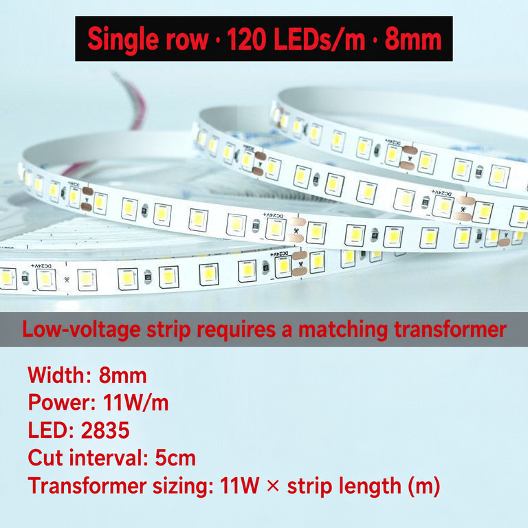 8mm single-row strip and its illustrated specifications