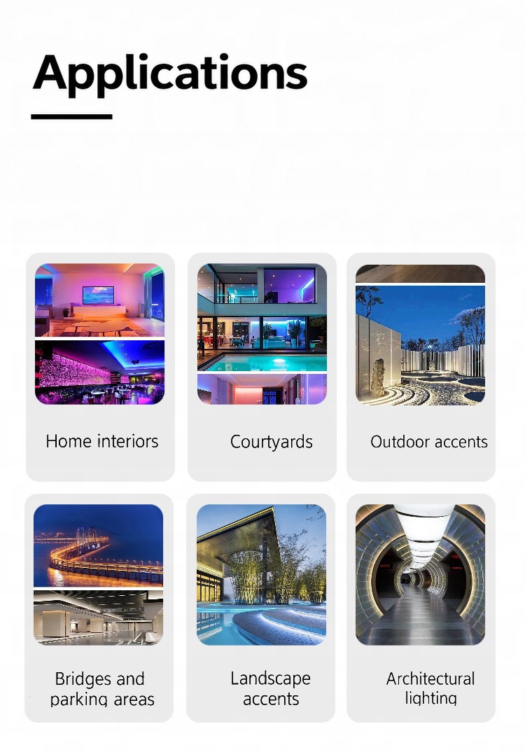 Decorative lighting examples in interiors, courtyards and architectural spaces.