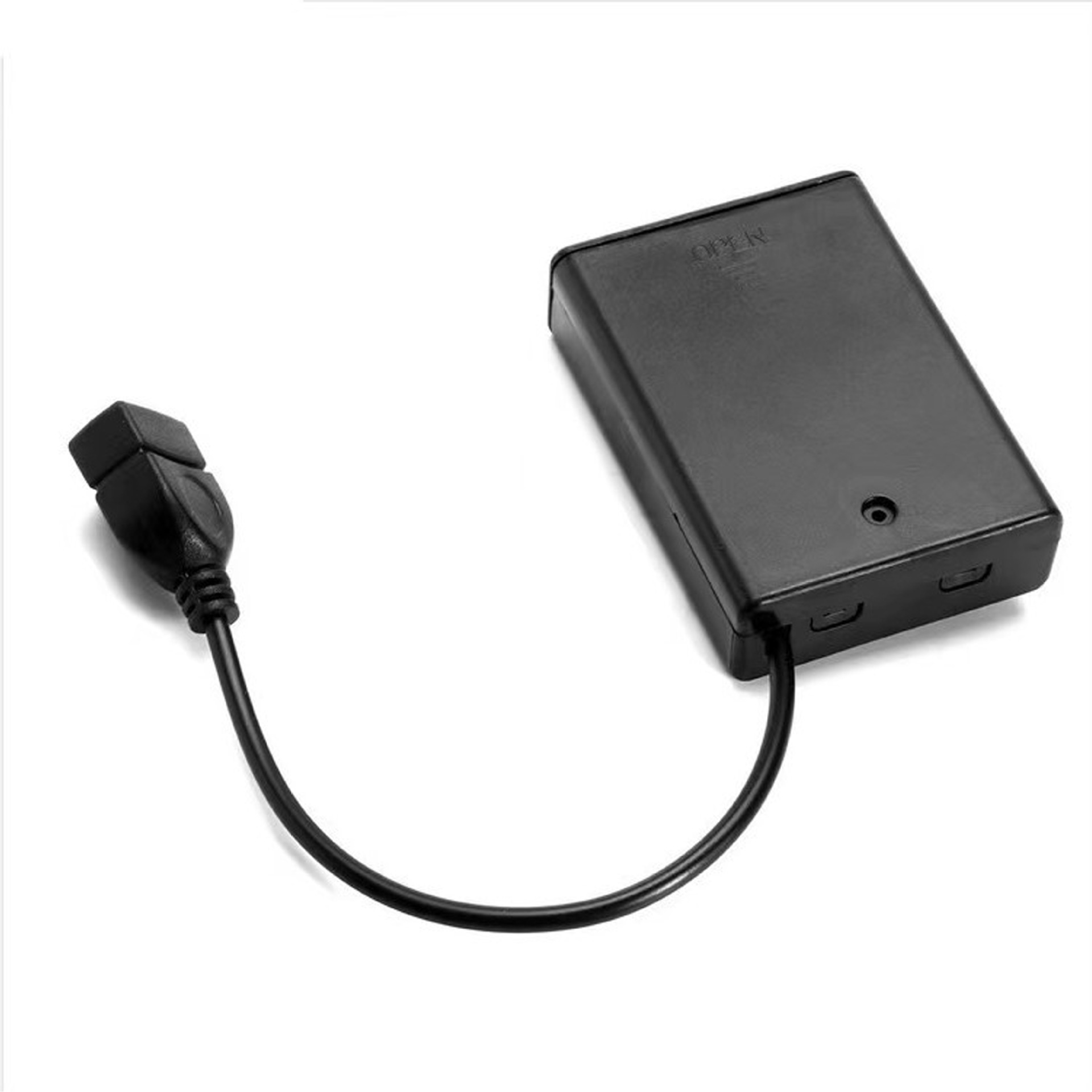 Standalone USB-output battery box and cable.