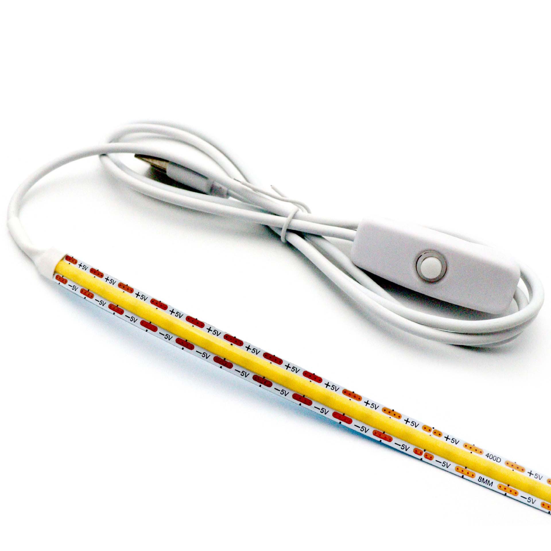 COB strip with a round touch-control button and USB cable.