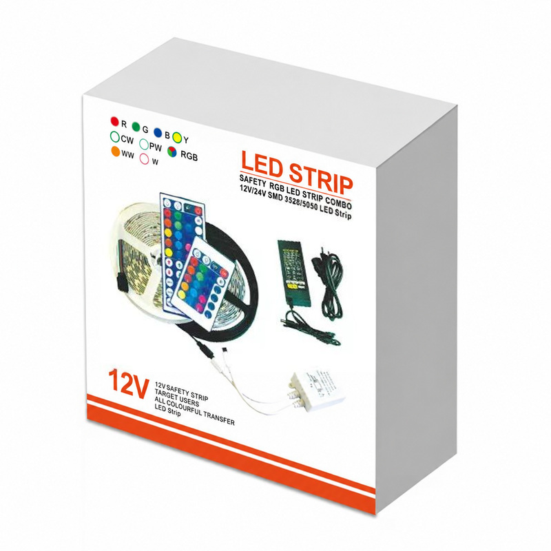 Printed retail carton for an RGB LED strip kit