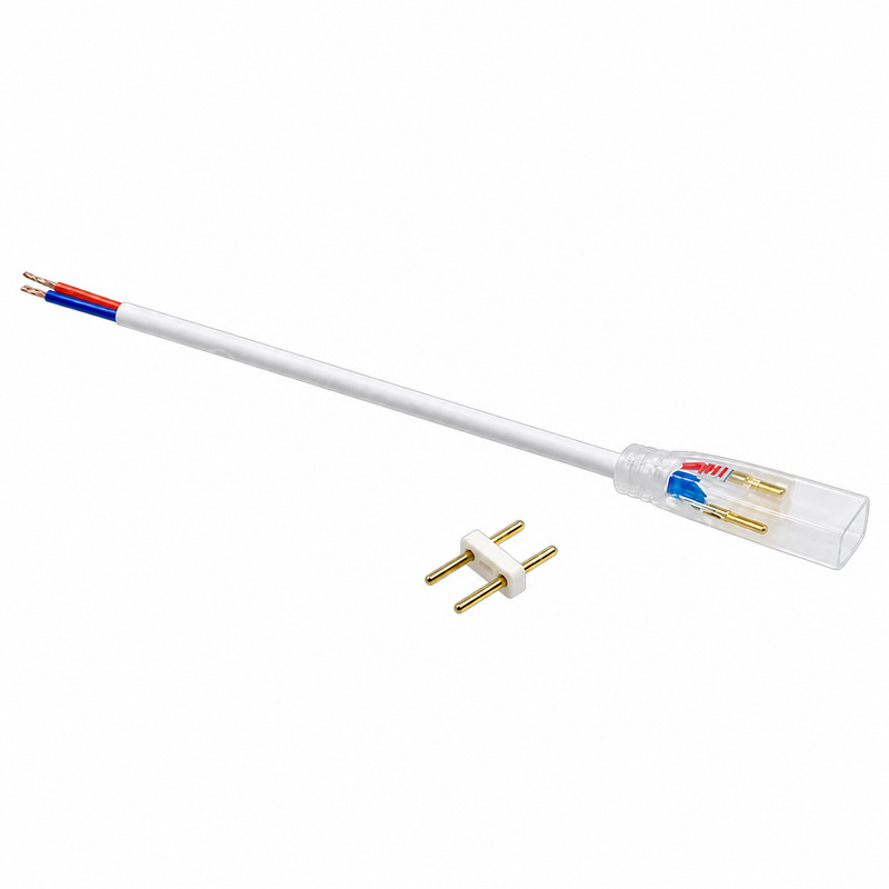 Separate two-pin connector lead with red and blue wires.