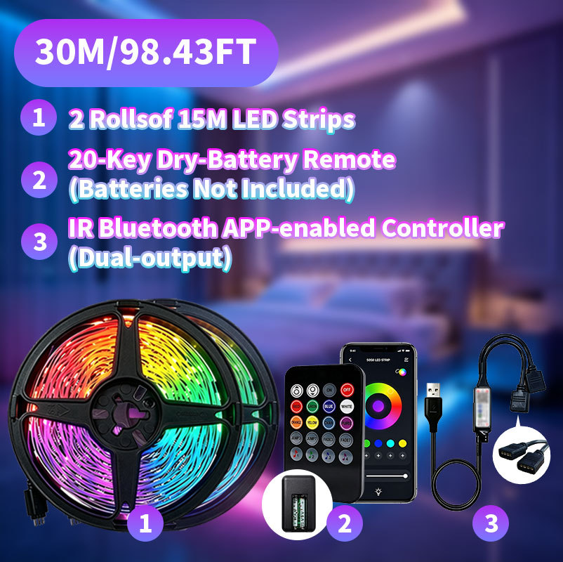 Two 15m reels with a dual-output controller and 20-key remote.