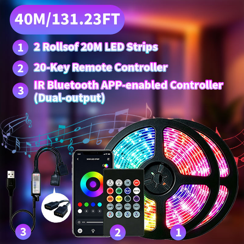 Two 20m reels with a dual-output controller and 20-key remote.