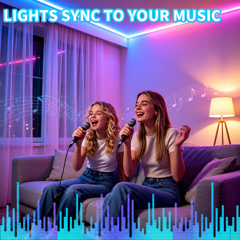 Music-responsive RGB room lighting