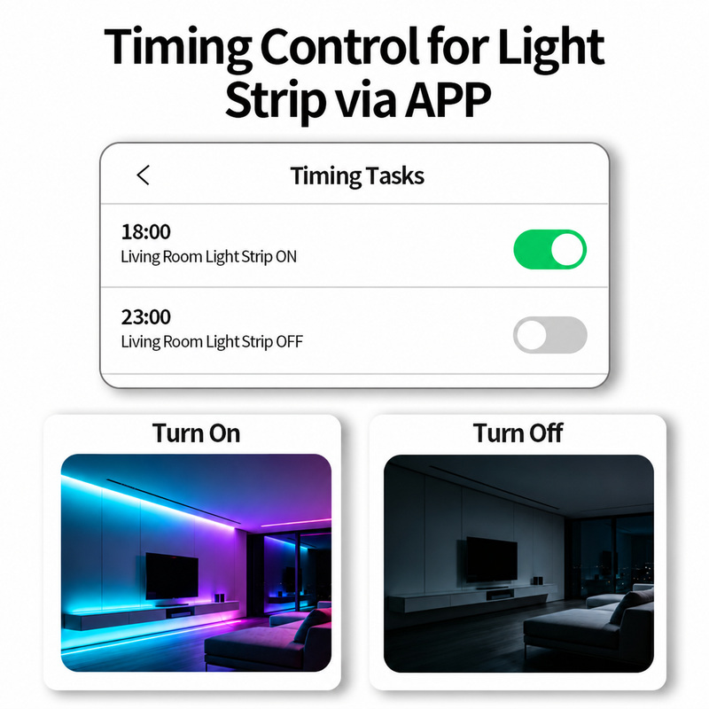 App timer examples with room lighting on and off