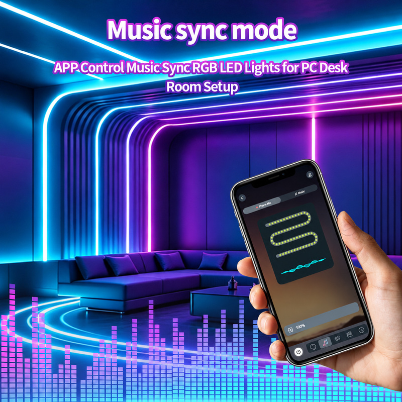 Phone music control with RGB room lighting