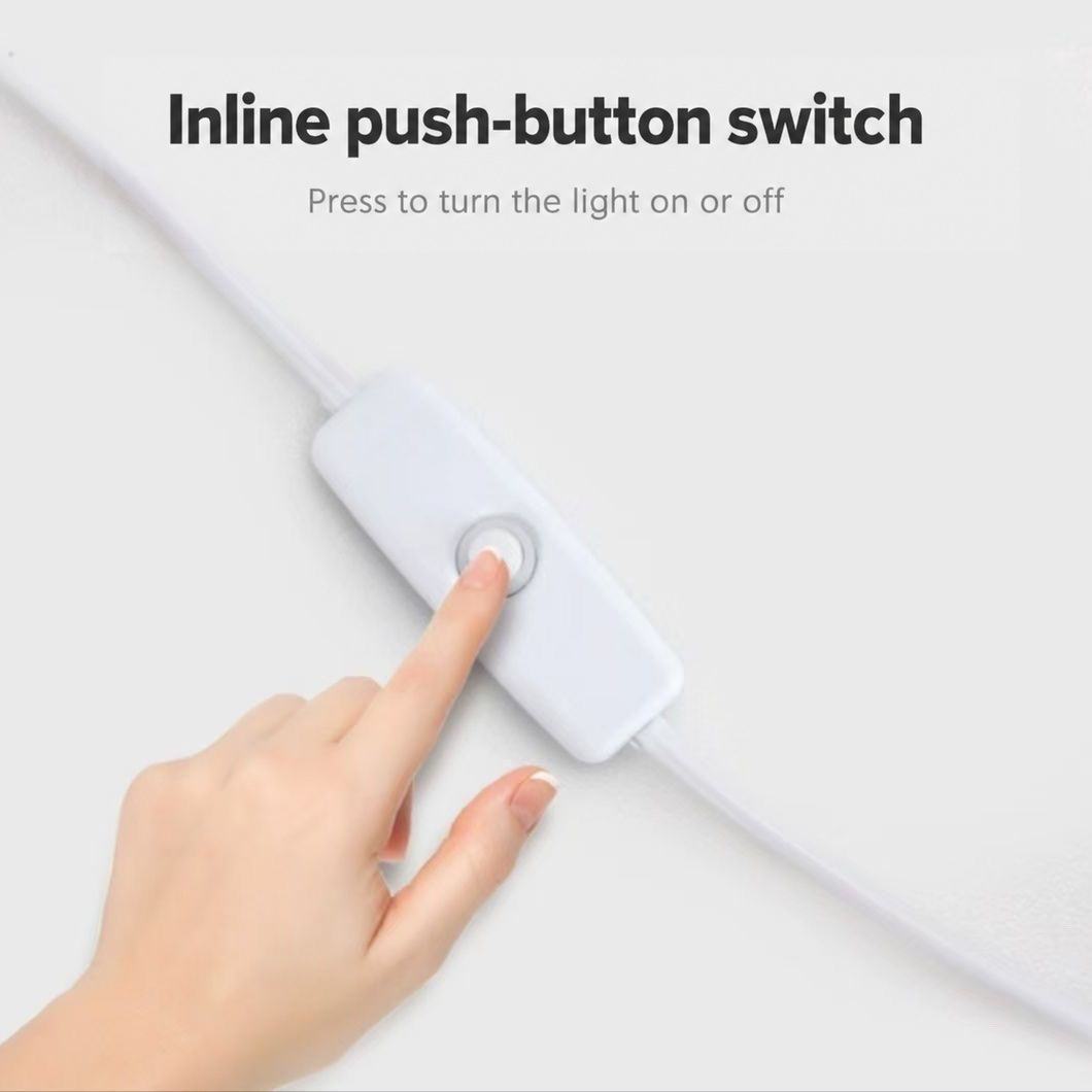 Push-button on the inline USB power lead.