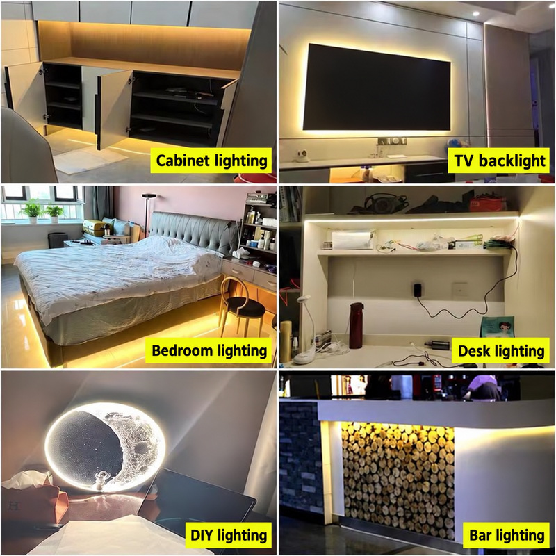 Cabinet, TV, bedroom, desk, decorative and bar accent lighting.