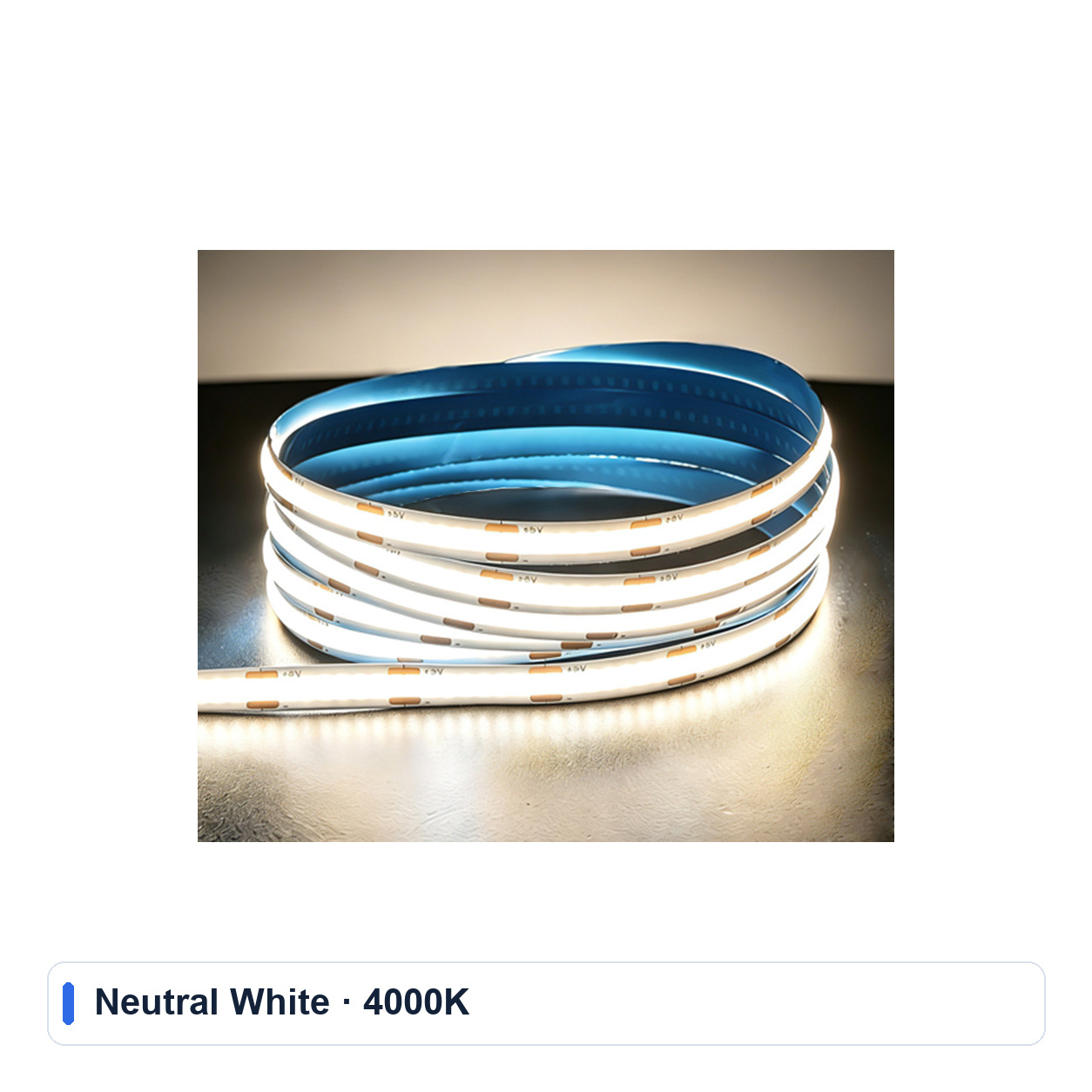 Neutral-white 4000K COB strip.