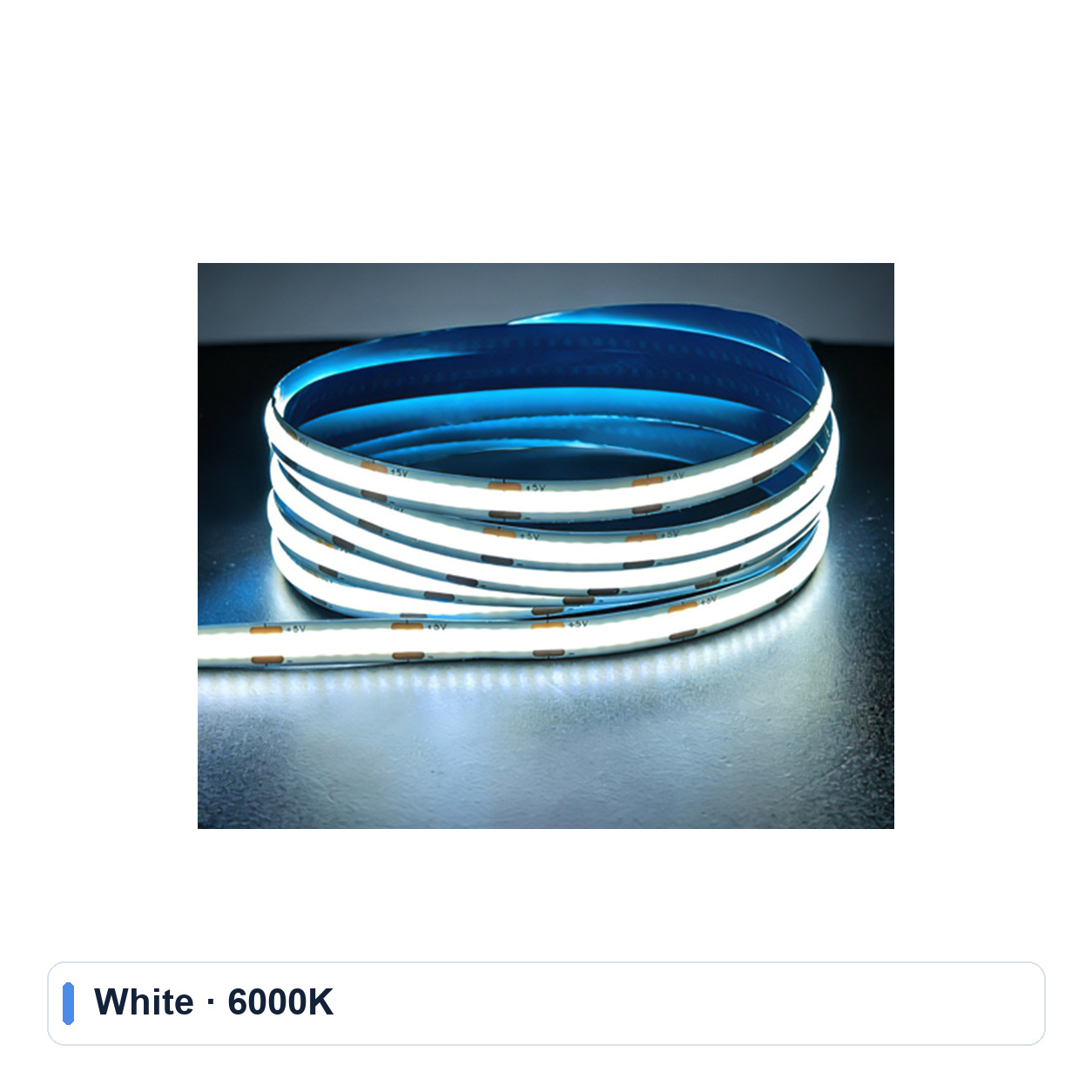 White 6000K COB strip.