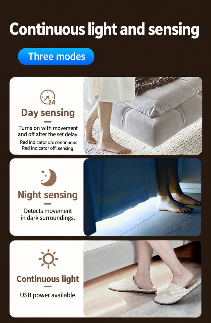 Day-sensing, night-sensing and continuous-light modes