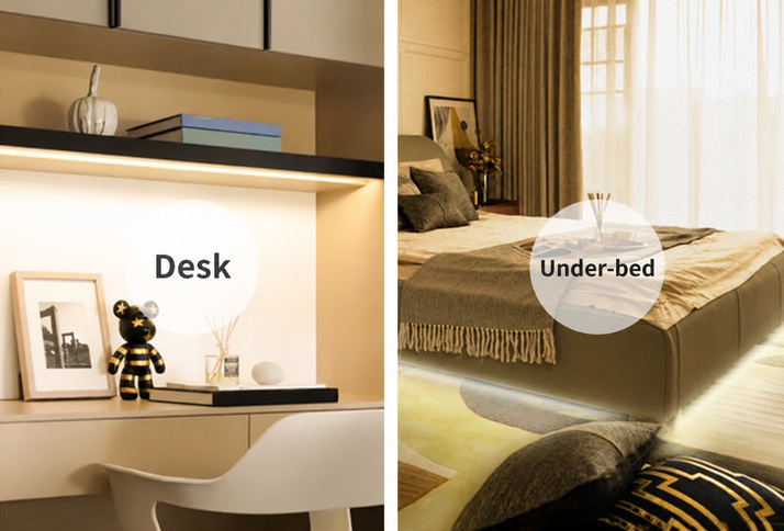 Desk and under-bed COB lighting applications