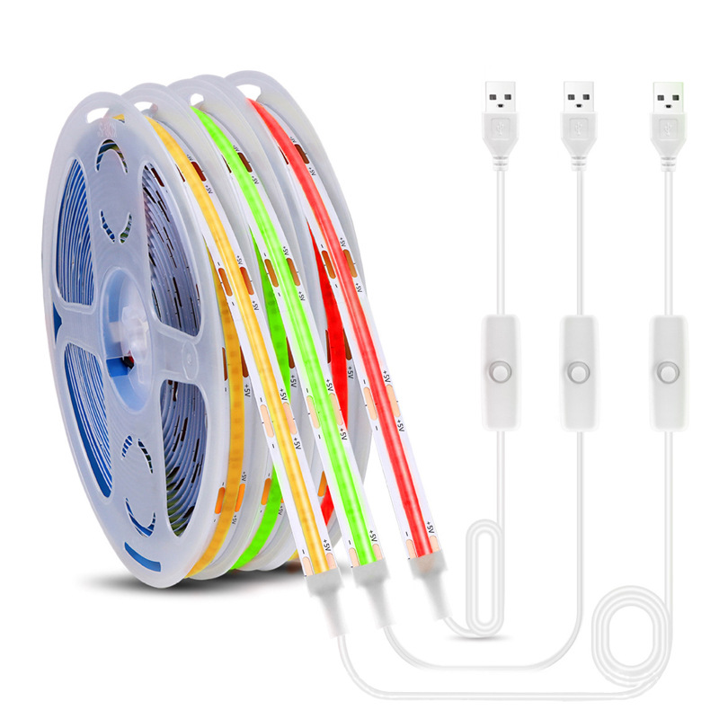 Separate fixed-color COB strips with individual USB switches