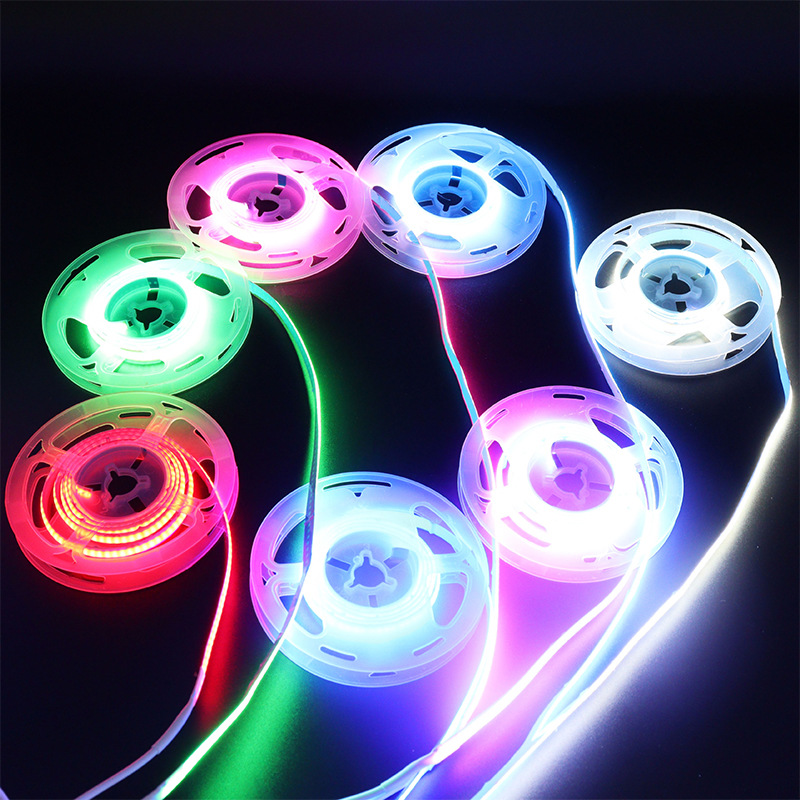 Separate COB strip reels illuminated in fixed colors
