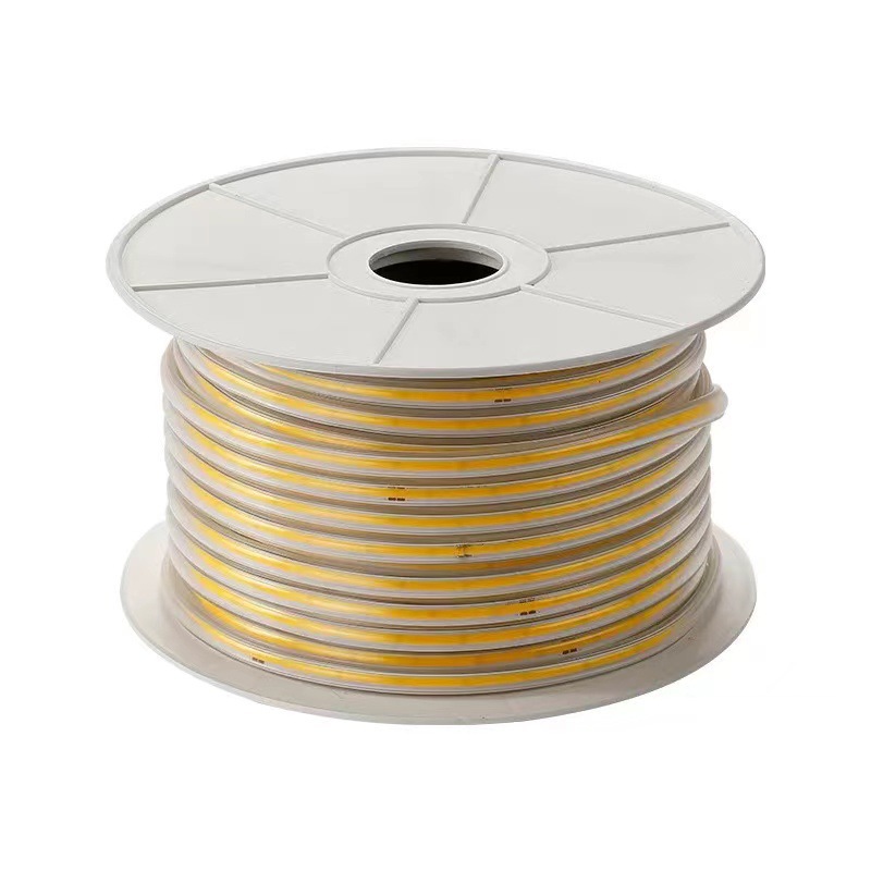 Encapsulated COB strip wound on a reel.