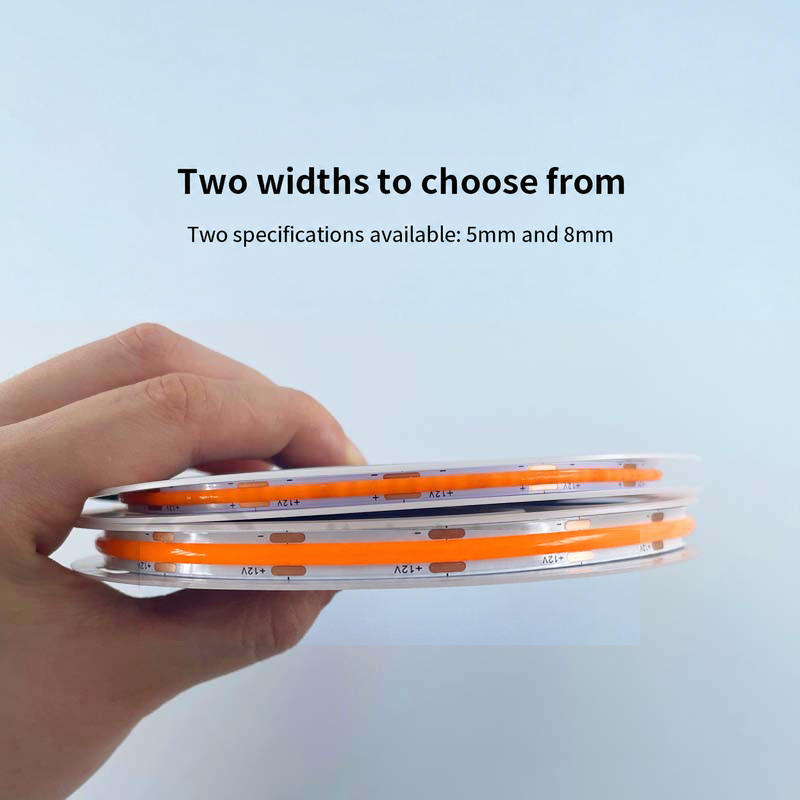Five- and eight-millimetre COB strip reels held side by side