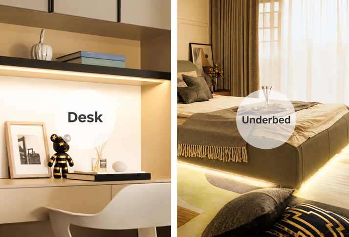 Indoor desk and underbed lighting applications