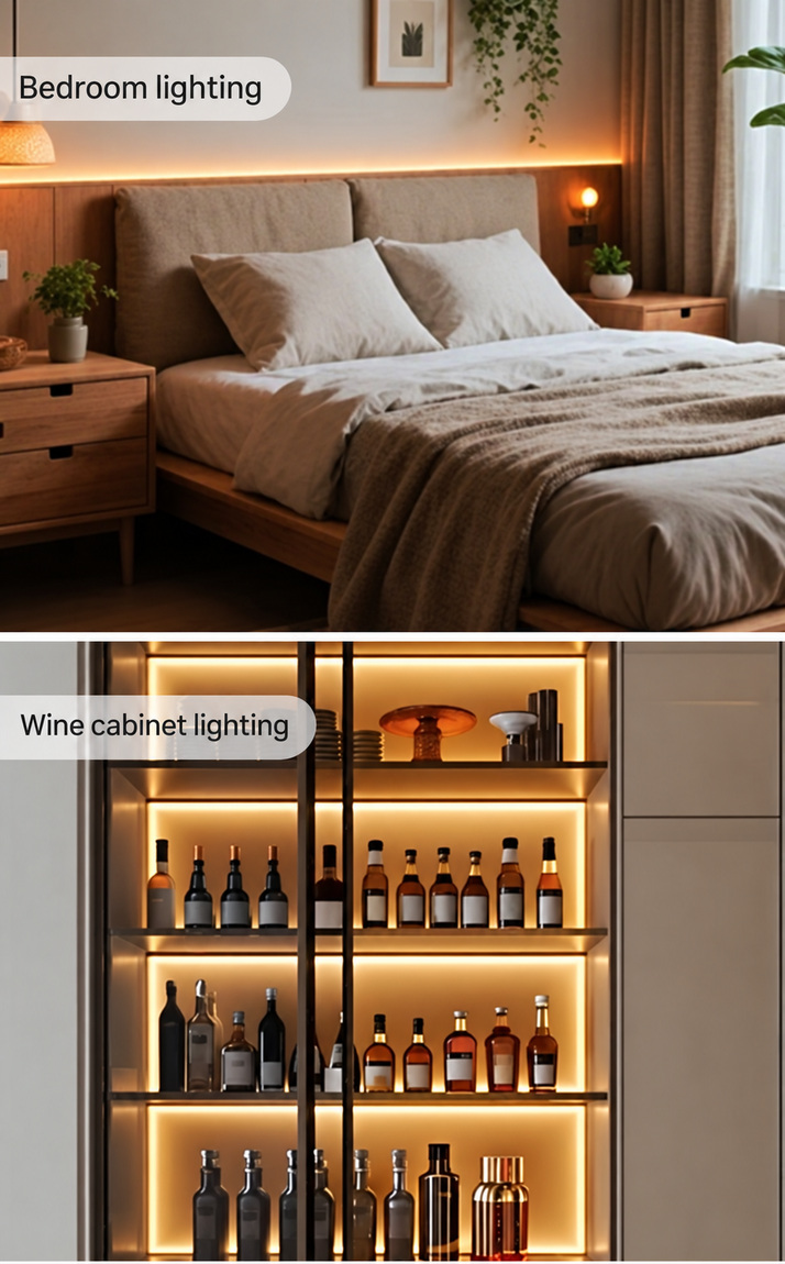 Bedroom and wine-cabinet linear lighting