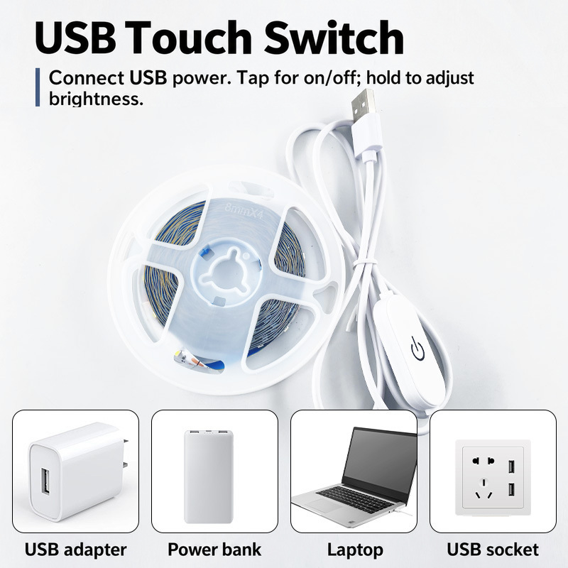 LED strip reel with a USB touch switch.