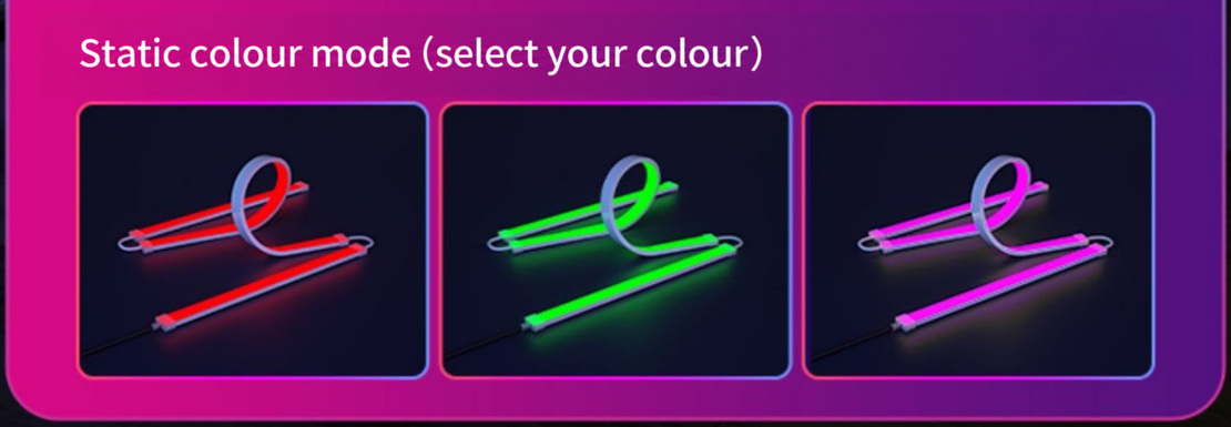 Red, green and magenta static lighting options