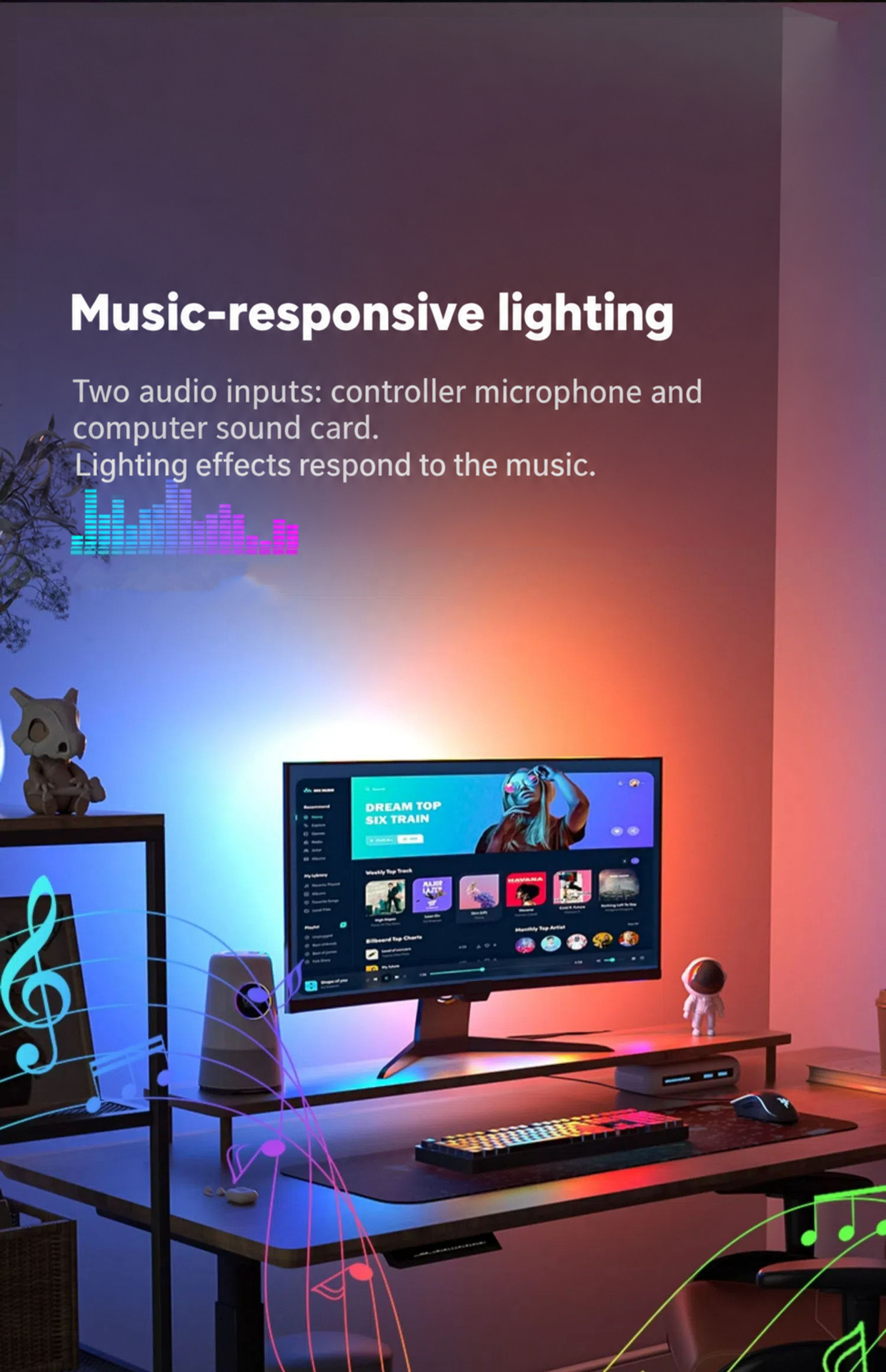 Music-responsive computer monitor backlighting