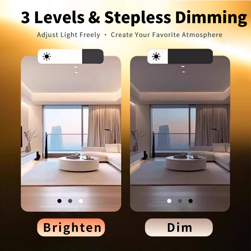 Dimming of strip lighting in a living room.