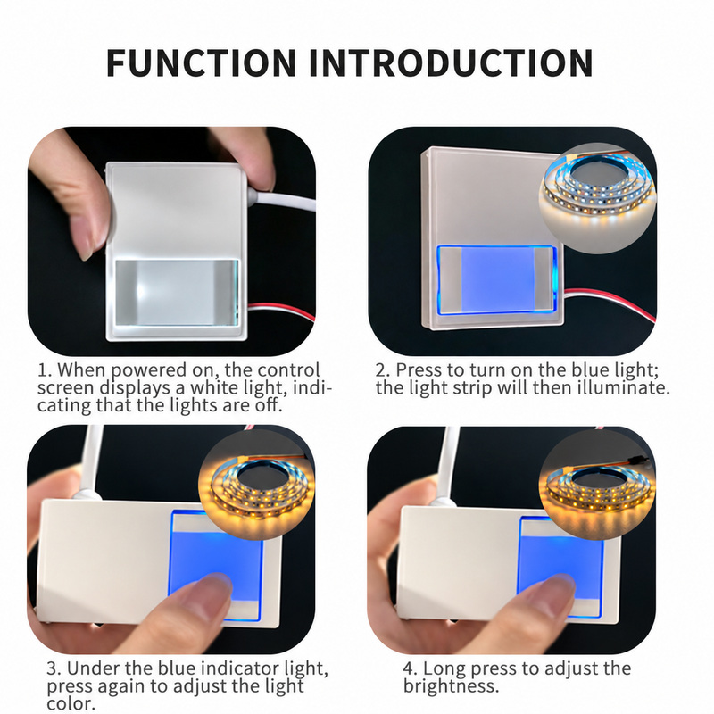 Touch driver indicators, color selection and brightness operation.
