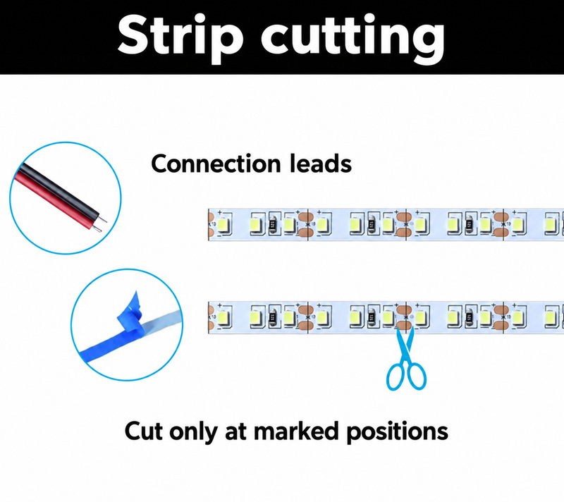 Marked strip cutting positions and connection leads.