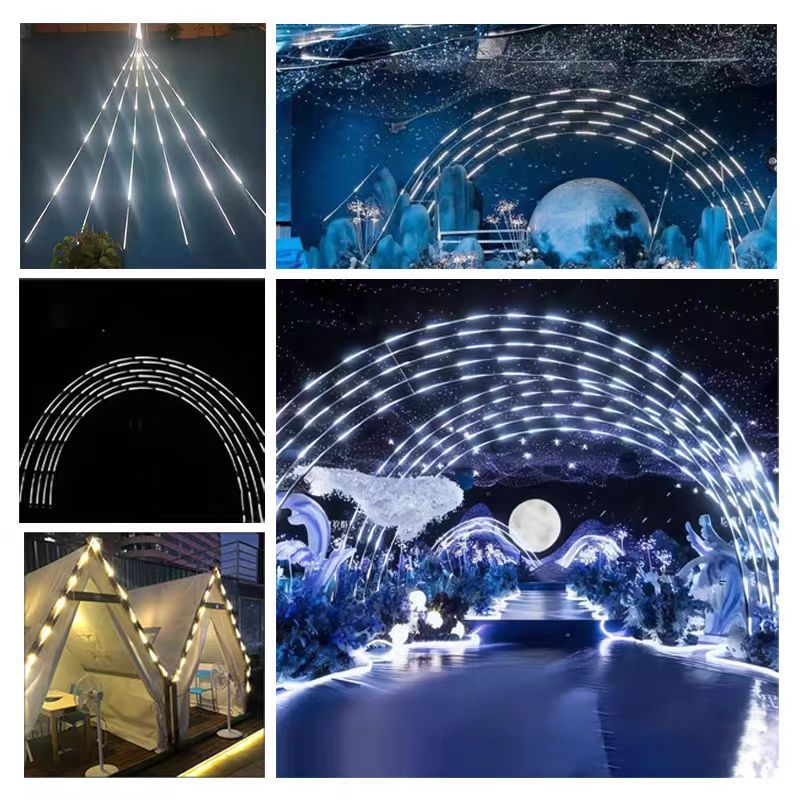 Linear lighting used around event and architectural features.