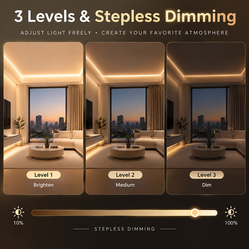 Selectable brightness levels.
