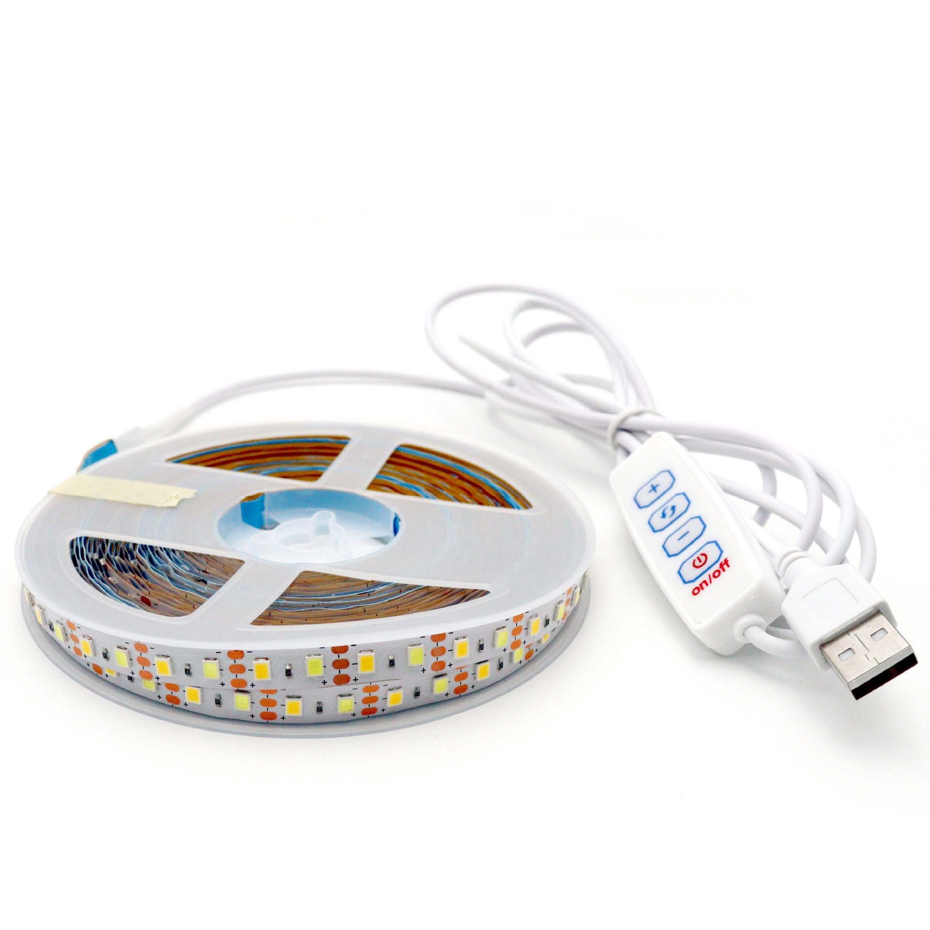 Dual-white strip reel with four-button USB control.