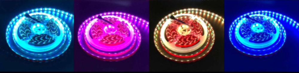 RGB strip reels displaying four colour effects.
