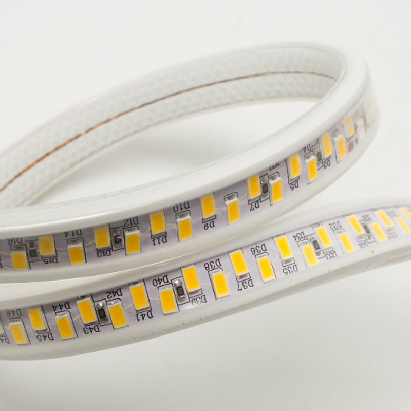 LED packages and circuit components inside the strip sleeve.