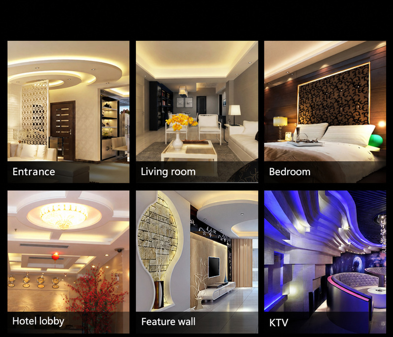 Concealed strip lighting in residential and commercial interiors.